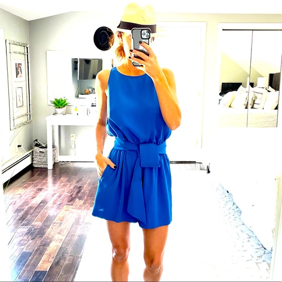Club Monaco Pants - Club Monaco royal blue belted sleeveless shorts romper size 4